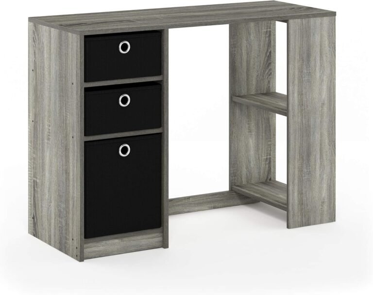 Furinno Jaya Modern Computer Study Desk, Small, French Oak Grey/Black