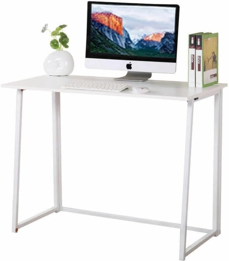Compact Folding Desk for Home Office – White Laptop Study and Writing Table