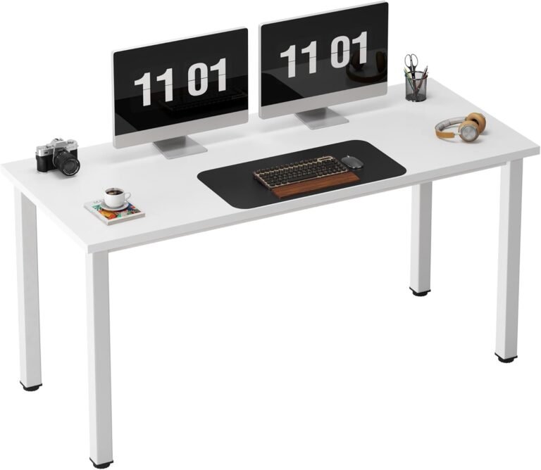 Need Office Computer Desk 54 Inches Modern Simple Heavy Duty Working Study Table,PC Writing Table,Home Office Writing Desk Perfect for Training/Card/Meeting White&White AC3WW(138 * 60)