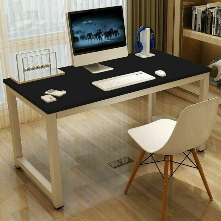 PIT66 Computer Desk Wood 43.3” Office Table Modern PC Laptop Notebook Study Writing Table for Home Office Workstation (Black Color)