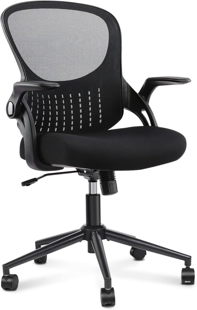 Ergonomic Home Office Desk Chair Mesh Computer Chair Adjustable Height Chair Task Chair Swivel Chair Rolling Chair with Lumbar Support/Flip-up Arms for Office, Study, Bedroom