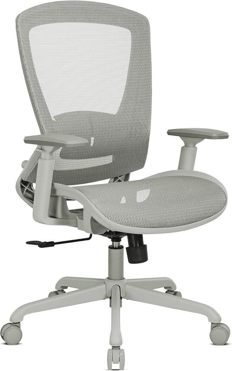 Mesh Office Chair,Ergonomic Computer Desk Chair,Sturdy Task Chair- Adjustable Lumbar Support & Armrests,Tilt Function,Comfort Wide Seat,Swivel Home Office Chair (All Grey)