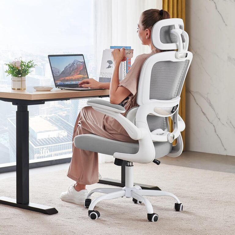 Office Chair Ergonomic Desk Chair, 330 LBS Home Mesh Office Desk Chairs with Wheels, Comfortable Gaming Chair, High Back Office Chair for Long Hours, Office Chair for Study and Work (Grey)
