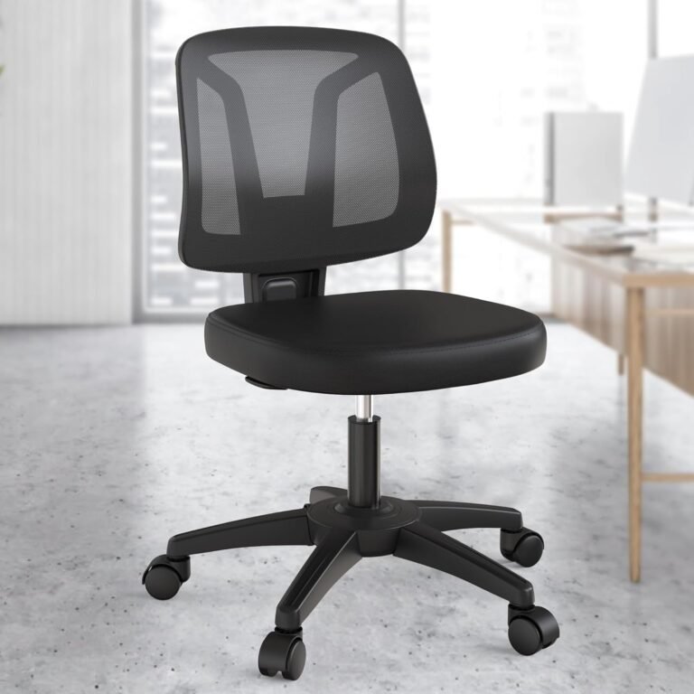 Armless Swivel Computer Office Desk Task Chair with Rolling Wheels for Home Study and Work