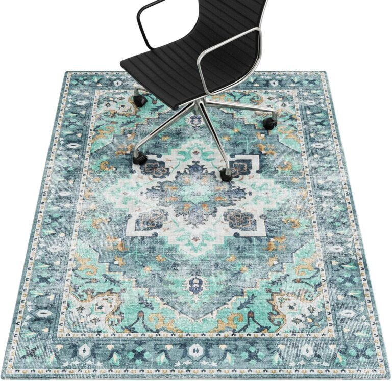 Office Chair Mat for Hardwood Floor, 48″x60″ Desk Chair Mat for Rolling Chairs, Non Slip Computer Chair Mat, Office Rug Mat for Office Home Hard Floor, Under Desk Mat for Gaming Chair-Teal
