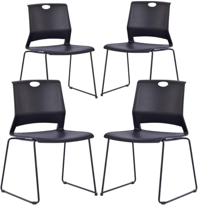 Black Waiting Room Guest Chairs Set of 4, Church Chairs with Sled Base, Black Stackable Chairs for Conference Room,Training Room.