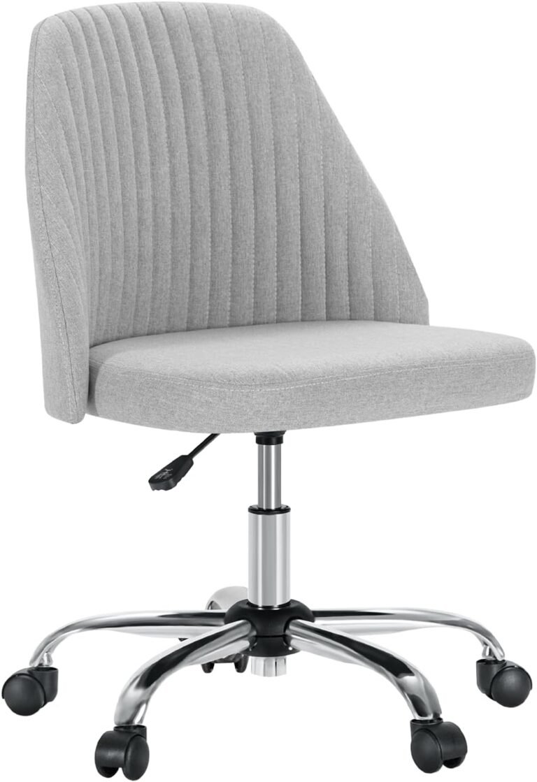 DUMOS Office Desk Chair, Modern Cute Rolling Vanity Swivel Task Chairs with Wheels, Comfortable Back Seat Armless for Home, Bedrooms, Office, Study, Student, Adults, Make-up, Dressing Room, Cloud