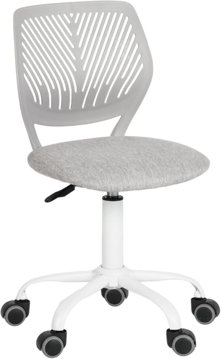Homy Casa Armless Home Office Desk Chair, Colorful Task Chair with Soft Mesh Padded Cushion, Height Adjustable Swivel Study Computer Chair for for Girls Boys Teens (Grey, 1PC)
