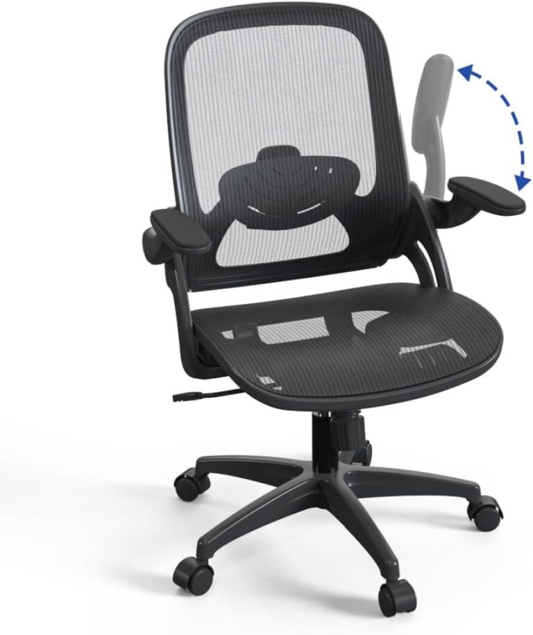 Full Mesh Office Desk Chair with Height Adujstable Lumbar Support Flip Up Padded Armrests for Child and Adult
