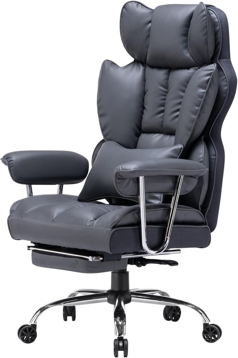 Big and Tall Executive Office Chair, Gaming Chair with Footrest, High Back Heavy-Duty Computer Chair, Home Office Desk Chair, Dark Grey