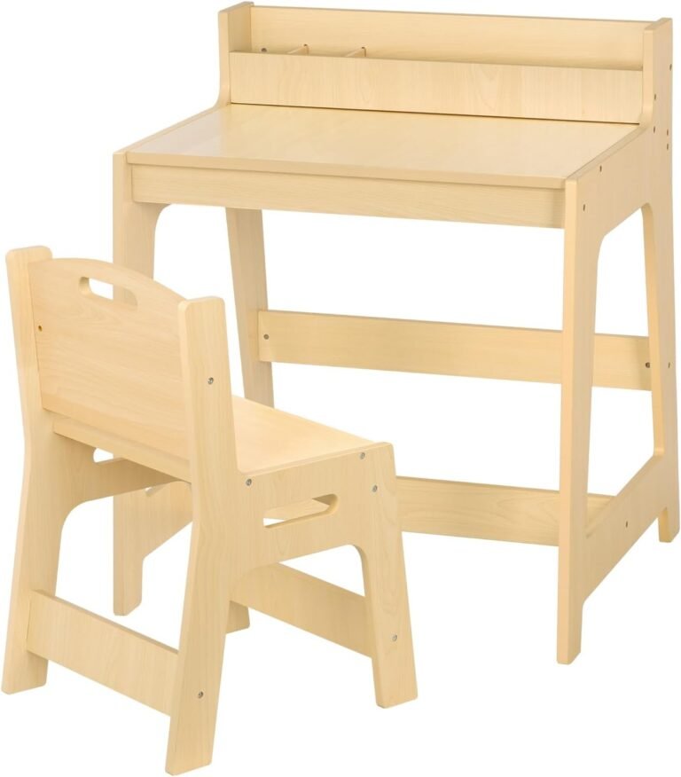 Kids Desk and Chair Set 5-8 Year Old, Toddler Desk and Chair Set for Bedroom and Study Room, Kids Table with Storage, Compact Size, Suitable for Small Space