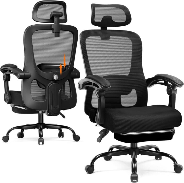 GTRACING Ergonomic High-Back Office Chair with Strong Adjustable Lumbar Support Breathable Mesh Gaming Chair with Wide Seat Footrest Sturdy Computer Desk Chair with SGS Certified Class 3 Gas Cylinder