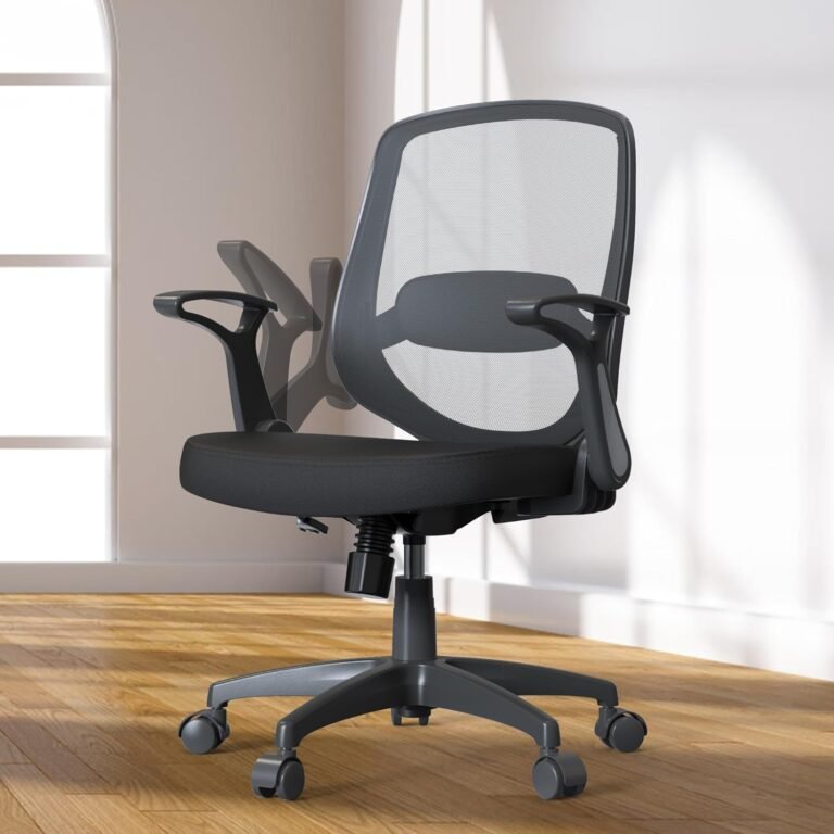 Swivel Mid Back Mesh Home Office Desk Chair with Adjustable Lumbar Support and Wheels for Small Space Adults and Kids