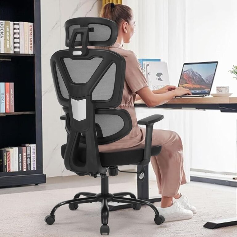 Home Office Chair, Ergonomic Desk Chair with Adjustable Height, Lumbar Support, High Back Mesh Computer Chair with Flip up Armrests,Task Chairs for Home, Bedroom, Study, Dorm, Student, Adults- 300LB