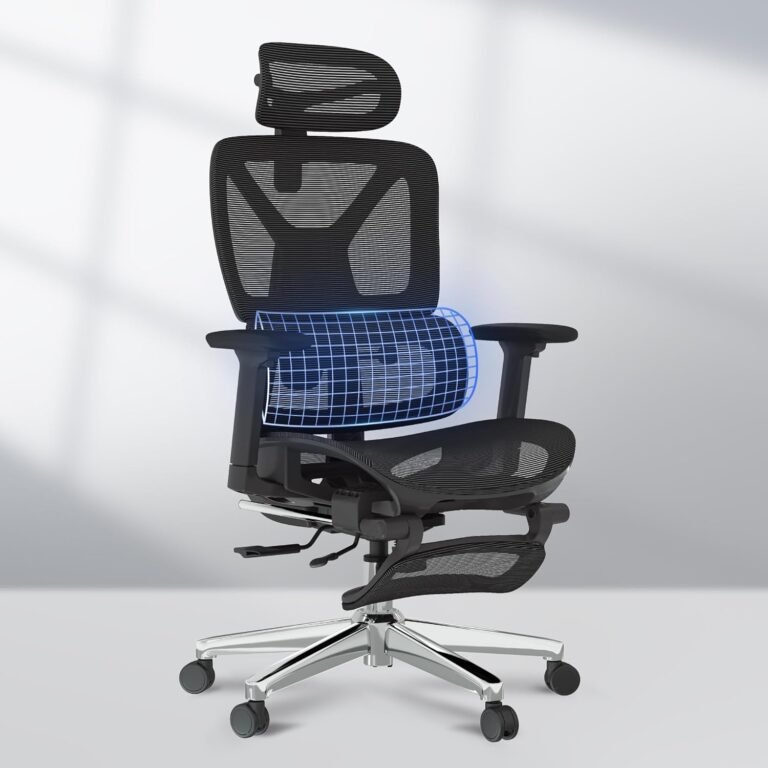 FLEXISPOT Premium Ergonomic Office Chair with Footrest- Adjustable 3D Armrests, Dynamic Lumbar Support, Recline & Tilt Function, Mesh Seat, for Home & Office Use, OC4-SD Black
