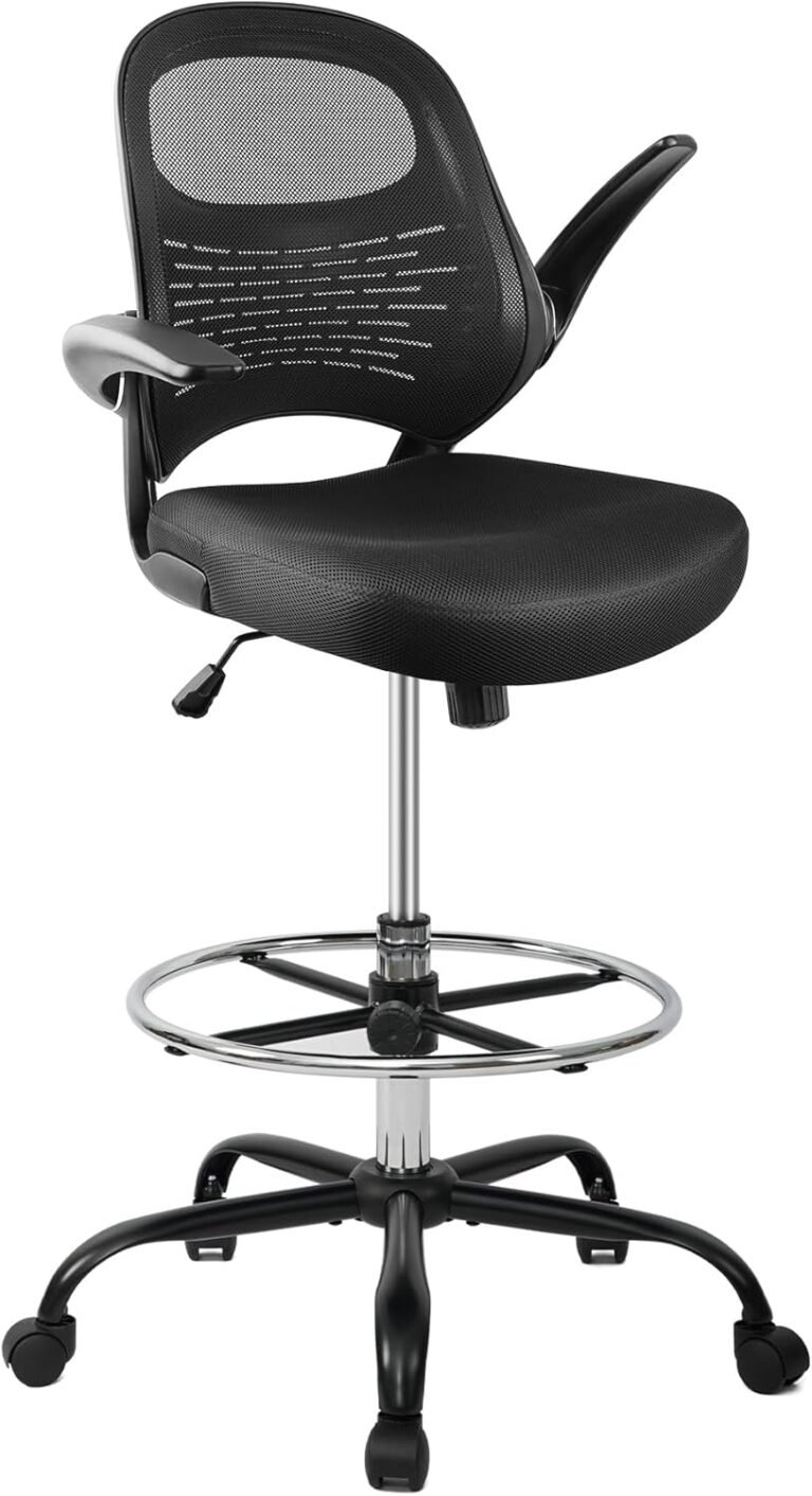 HYLONE Drafting Chair, Tall Office Chairs Standing Desk Chair Flip-up Armrest Drafting Stool Heavy Duty Drafting Chair Adjustable Counter Height Chairs