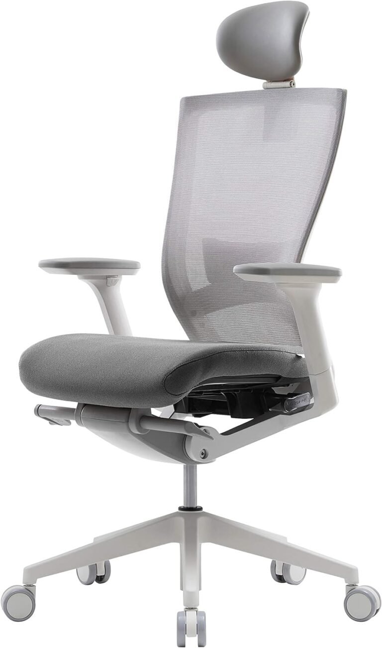 SIDIZ T50 Ergonomic Home Office Chair : High Performance, Adjustable Headrest, Lumbar Support, 3D Armrest, Forward Tilt, Adjustable Seat Depth, Ventilated Mesh Back, Cushion Seat (Gray)
