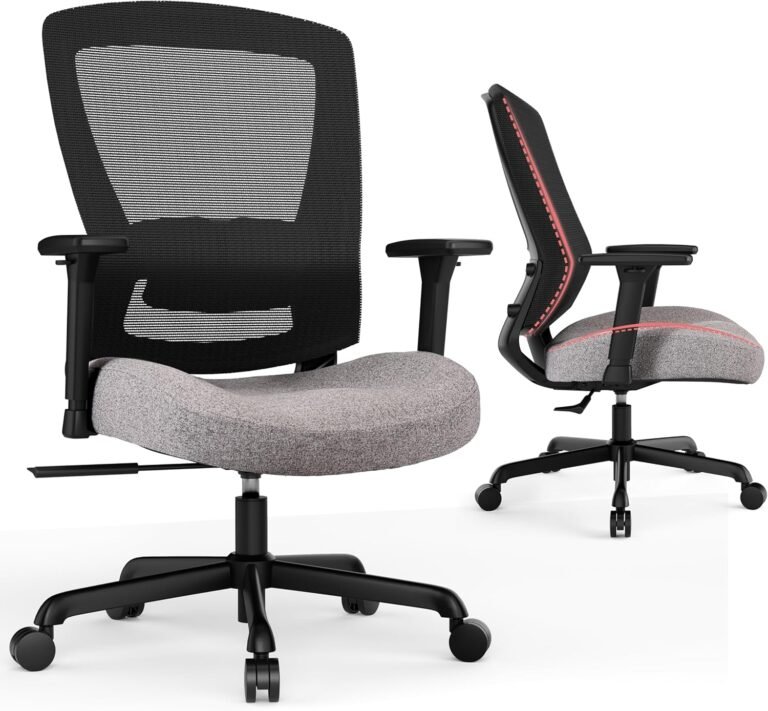 T96C Ergonomic Home Office Chair, Mesh Computer Desk Chair with 4D Armrests, Adjustable Lumbar Support,Tilt Function, Executive Rolling Swivel Task Chair for Long Hours (Khaki)