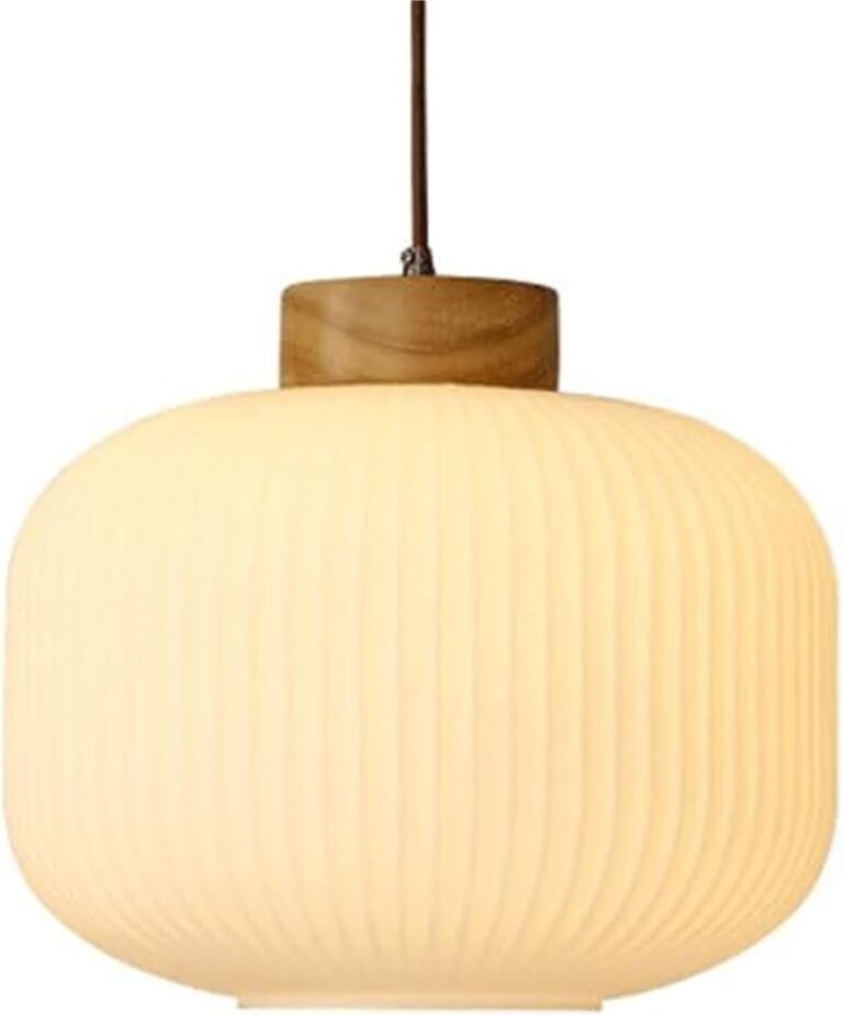 Flush Mount Ceiling Lighting Fixtures, Japanese Lantern-Shaped Chandelier, Creative Striped Glass Pendant Lamp Lampshade, Living Room Dining Room Study Room Decoration Hanging Light(30cm)