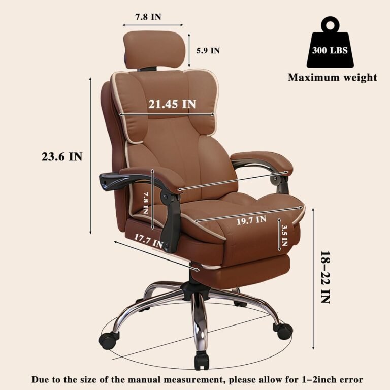 High Back Executive Office Chair – Big and Tall Computer Desk Chairs with Lumbar Support and Footrest,Adjustable Tilt Lock Ergonomic Leather Swivel Rolling Chair for Adult