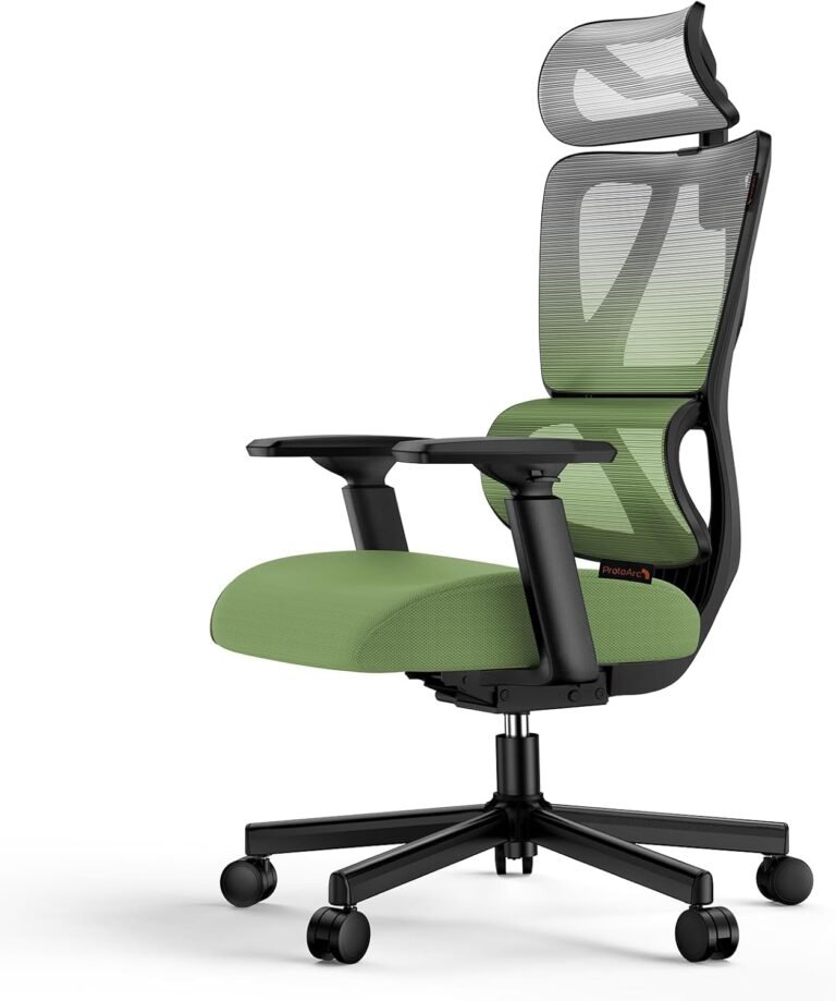 ProtoArc Ergonomic Office Chair, EC100 Big and Tall Desk Chair with Wintex Breathable Mesh, 30% Thicker Saddle Spring Cushion, Lumbar Support, Adjustable Headrest, Armrest – Gradient Green