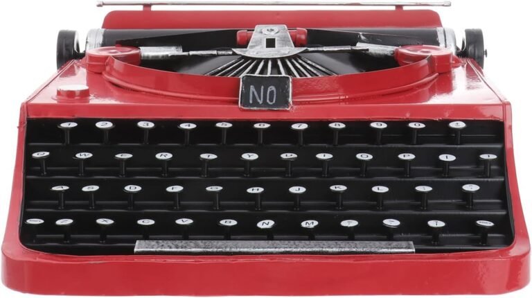 Vintage Typewriter Model Metal Manual Typewriter Antiques Retro Electric Typewriter Desktop Ornament for Home Office Study Room Decoration Red
