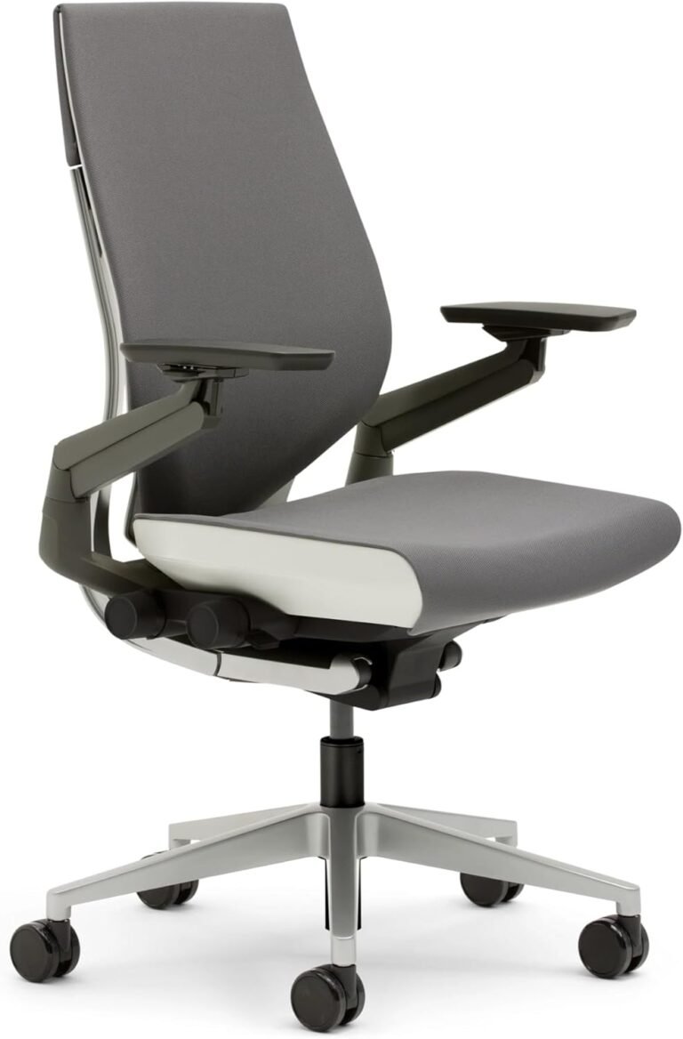 Steelcase Gesture Office Chair – Ergonomic Work Chair with Wheels for Carpet – Comfortable – Intuitive-to-Adjust for Desk – 360-Degree Arms – Graphite Gray Fabric