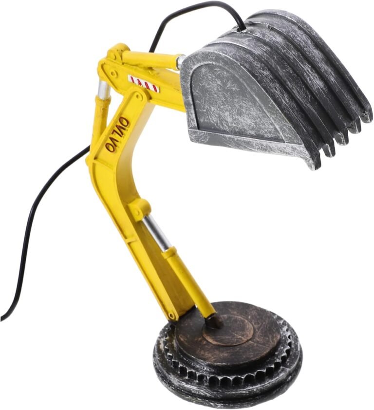 Uonlytech Desk Decoration Study Boys Decor Movable Minimalist for Arm Creative Bedroom Kids Excavator Unique Construction Desktop Table LED Bedside Lamp Room Reading Night Model Nursery