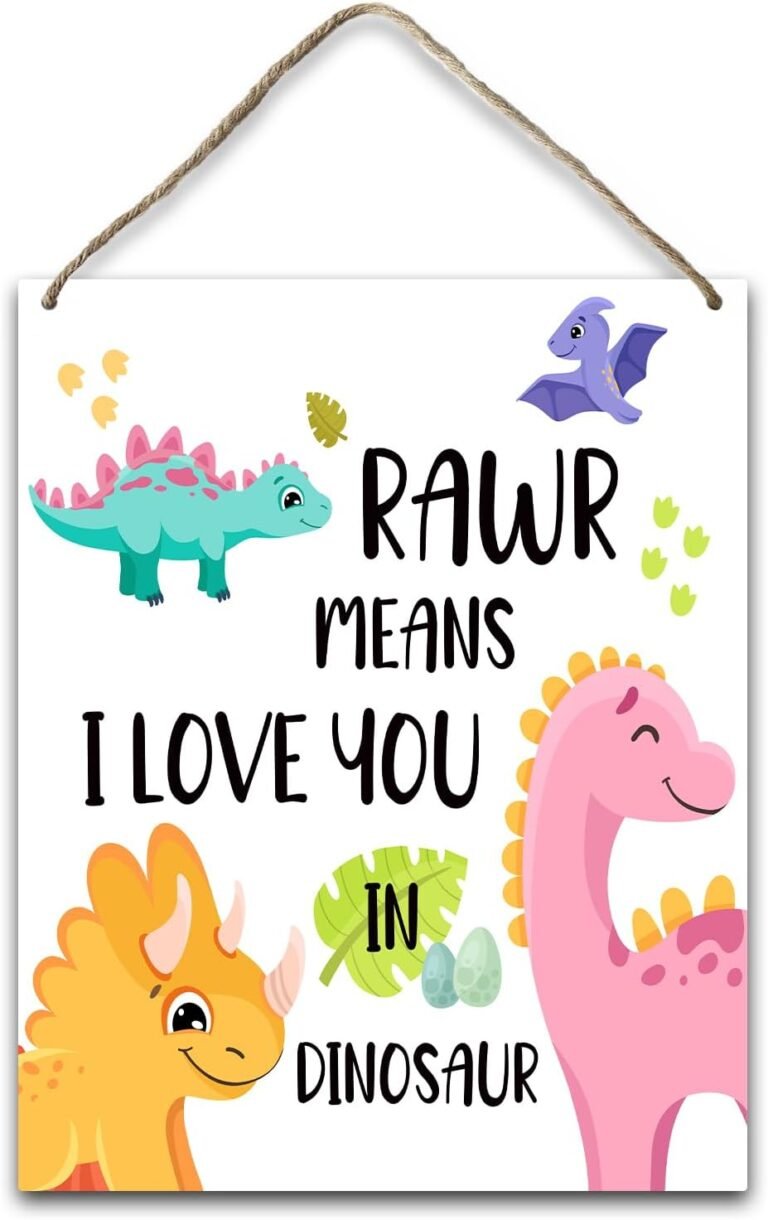 Hanging Plaque With Rope, Home Wall Decor Wood Rawr Means I Love You in Dinosaur Sign, Door Decor Wood Sign for Study Dining Room Office Bedroom, Farmhouse Art Plaque Gift for Dinosaur Lover -34