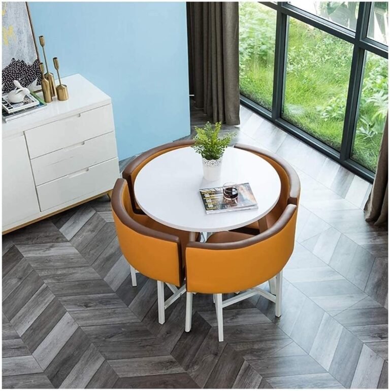 Conference Reception Room Coffee Table with Chair, Dining Table And Chair Combination Simple Leisure Table And Chair Set Study Bedroom Kitchen Living Room Display Round Table ( Color : Orange )