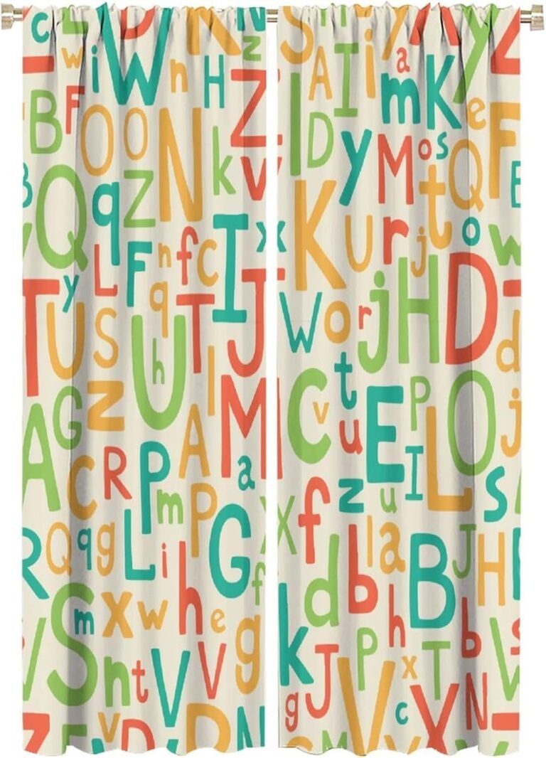 Kid Curtains Cartoon Alphabet Study Upper Case and Lower Case Boys Girls Bedroom Nursery Decor Rod Pocket Blackout Window Drapes 2 Panels Set 42x63in