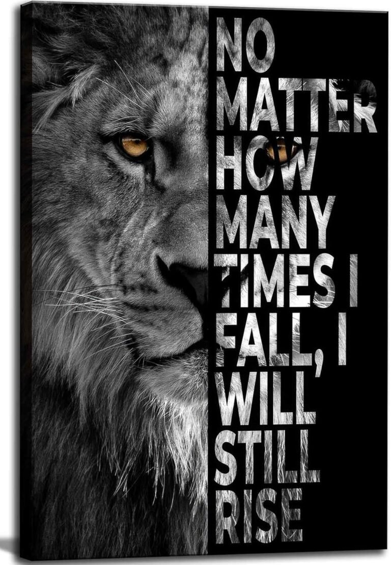 UHVBBCO Inspirational Lion Office Canvas Wall Art Black and White Animal Prints Modern Motivational Quotes Picture Wall Decor Inspiring Poster for Living Room Study Home Decoration