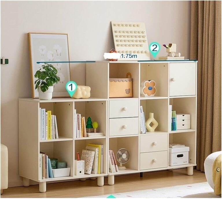 Solid Wood Foot Bookcase Against The Wall, Free Combination Bookcase for Living Room Study MINGPING (Color : 4 grids+9 Grid Drawers)