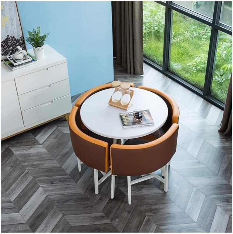 Office Business Hotel Lobby Dining Table Set, Dining Table And Chair Combination Simple Leisure Table And Chair Set Study Bedroom Kitchen Living Room Display Round Table ( Color : Dark Brown )