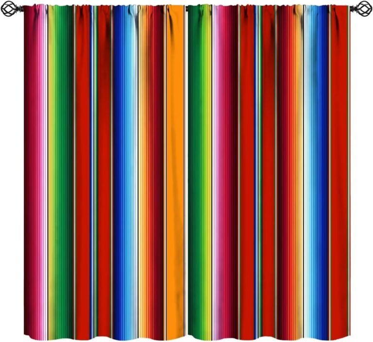 JESTRONRY Cinco de Mayo Curtains, Mexican Serape Colorful Stripes Vertical Lines Latino Design Colorful Ethnic Style Window Treatments Curtains for Living Room Bedroom Decor 52×84 Inch Blackout
