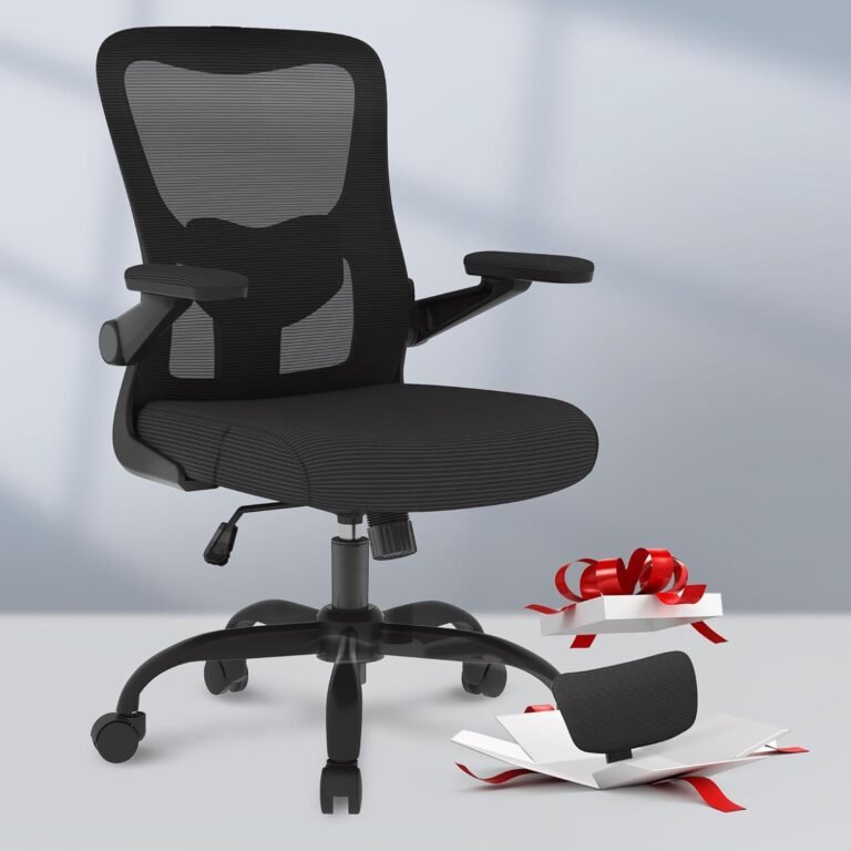 FLEXISPOT Ergonomic Office Chairs Mesh Computer Desk Chair with 4D Flip-up Armrests 2D Lumbar Support Comfy High Back Rolling Task Chair with Swivel Wheels, Black