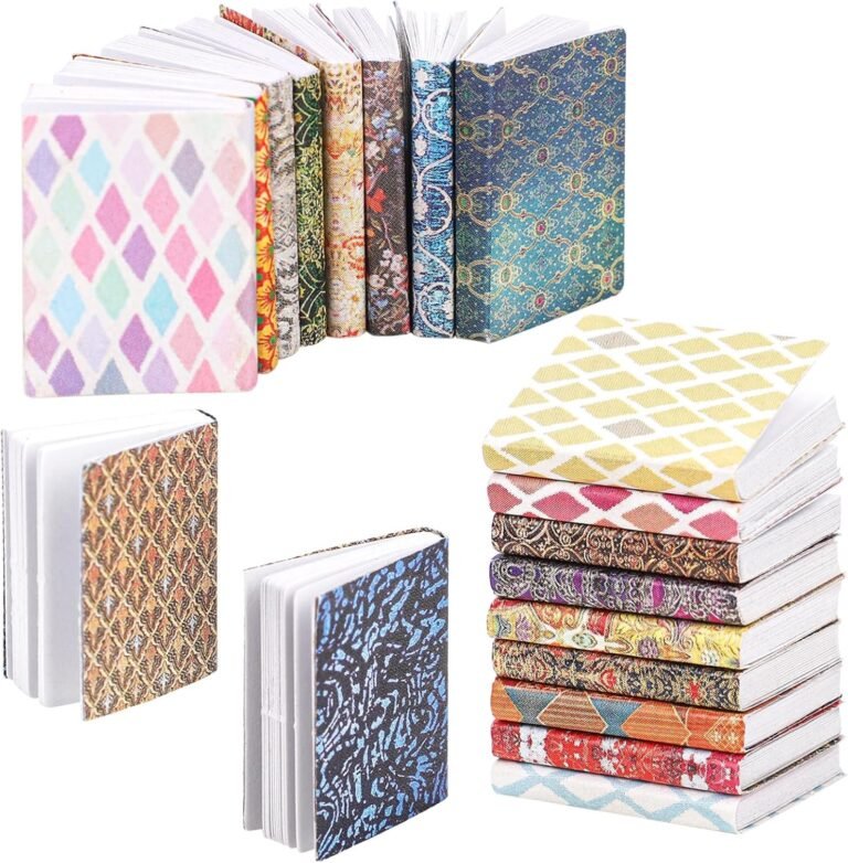 20pcs 1:12 Scale Miniatures Dollhouse Books, Dollhouse Mini Books Assorted Dollhouse Accessories Pretend Play Toy Supplies for Boys and Girls, Bedroom, Study Room Decoration (Grid Prints)