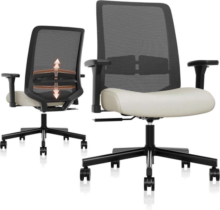 Ergonomic Office Chair, Mesh Computer Desk Chairs with Adjustable Lumbar Support, 3D Armrests, Tilt Function, Comfy Wide Seat, Swivel Executive Work Task Chair for Company and Home