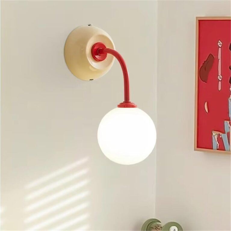 Modern Art Deco Blue Red Wall Light Glass Globe Lamp Children’s Room Wall Light Bedroom Bedside Kids Baby Indoor Light G9