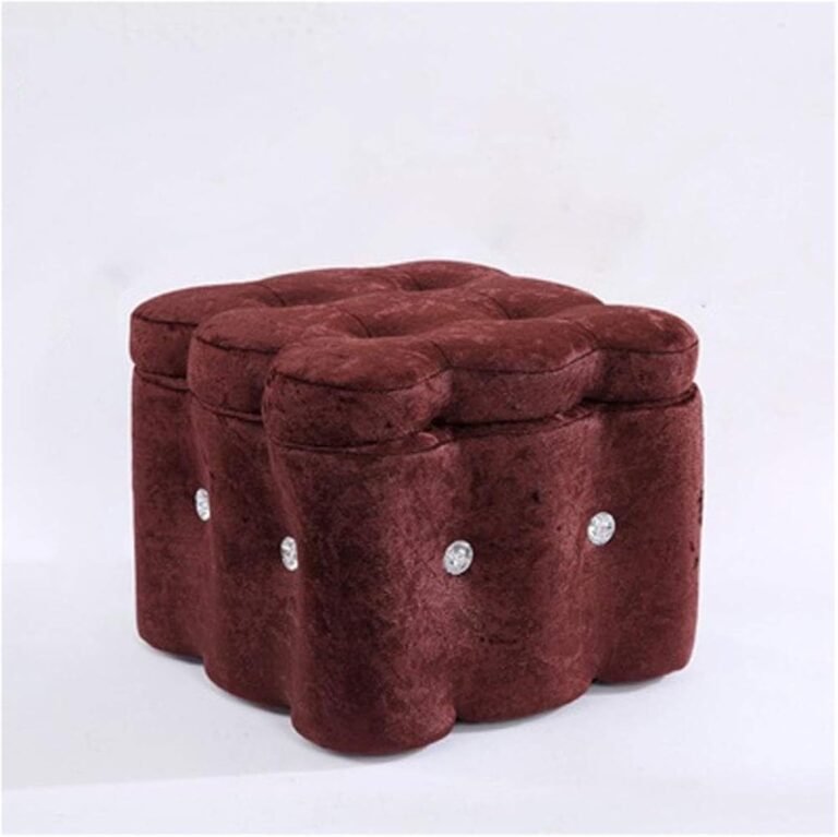 Foldable Footstool Footstool, Ottoman Ottoman Pouffe Footstool, Square Storage Foot Stool European Wooden Footstools Living Room Bedroom Study Small Bench High 11.41In,Gray (Color : Brown)