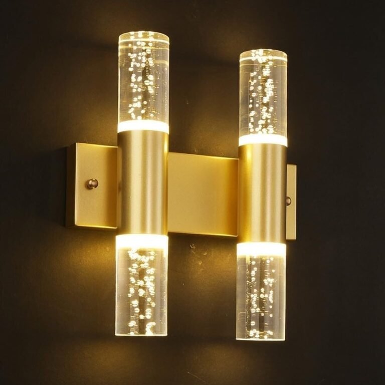 Nordic Classical LED Bubble Wall Light Cylinder Acrylic Indoor Up Down Wall Lamp Gold Long Linear Bedside Wall Sconce for Dining Room Living Room Bedroom Study Room (Color : Gold, Size : 4