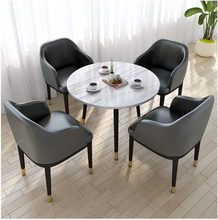 Business Hotel Coffee Table W/Chair – Save Space Reception Desk and Chair Combination Clothing Store Hotel Negotiation Room Conference Room Company Balcony Study 1 Table 4 Chairs ( Color : Gray )