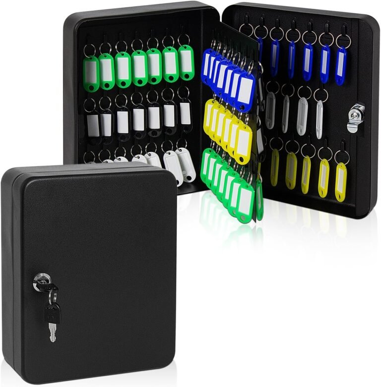 PACOLO Steel Key Storage Box with Combination Lock, Wall Mount Organizer for Home, Car & Hotel Keys (Black, 80 Keys)