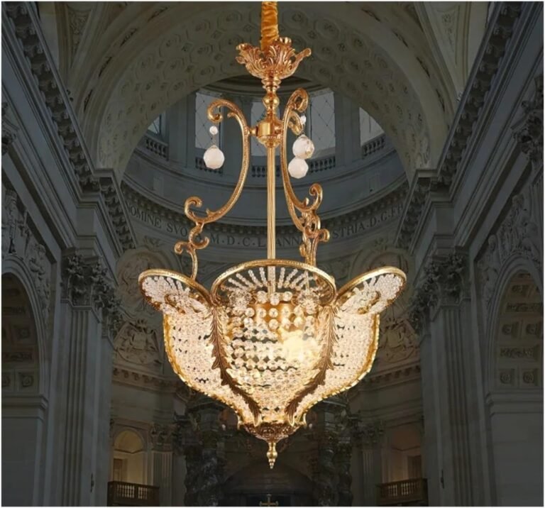 Bird’s Nest Decorative Crystal Lamp Brass Reception Desk Pendant Retro Basket Pendant
