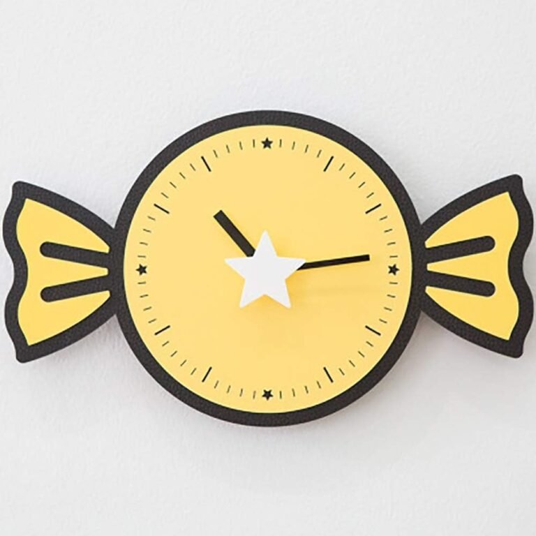 Wall Clocks 12-inch Personality Cartoon Children’s Room Cute Creative Wall Clock Living Room Modern Minimalist Garden Home Clock Table (Color : Green) (Yellow)