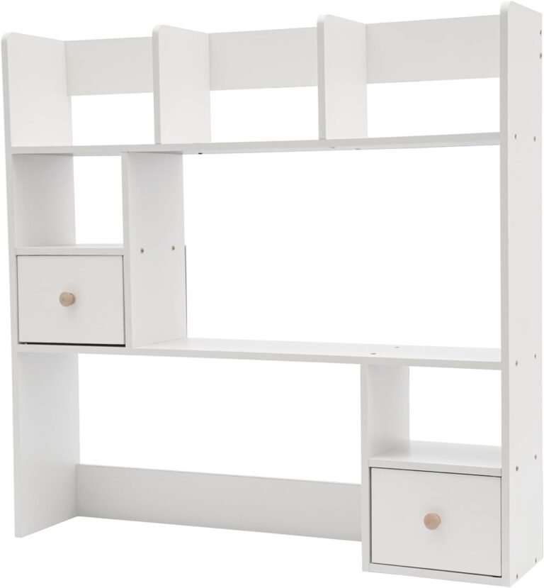 Desktop Bookshelf, Home Office Desk Organizer, Desktop Storage Organizer, for Study Rooms, Offices, Bedrooms, Libraries, Reading Rooms, Etc (White)