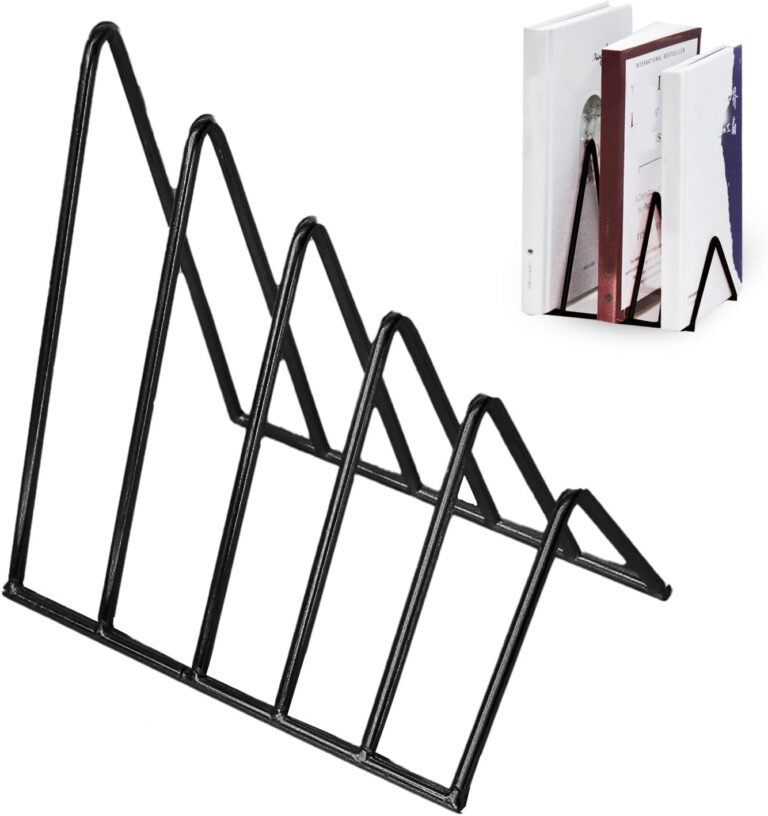 5-Slot Minimalist Triangle Magazine Rack & File Sorter – Versatile Desktop Organizer for Bedroom, Living Room, Study & Office (Black)