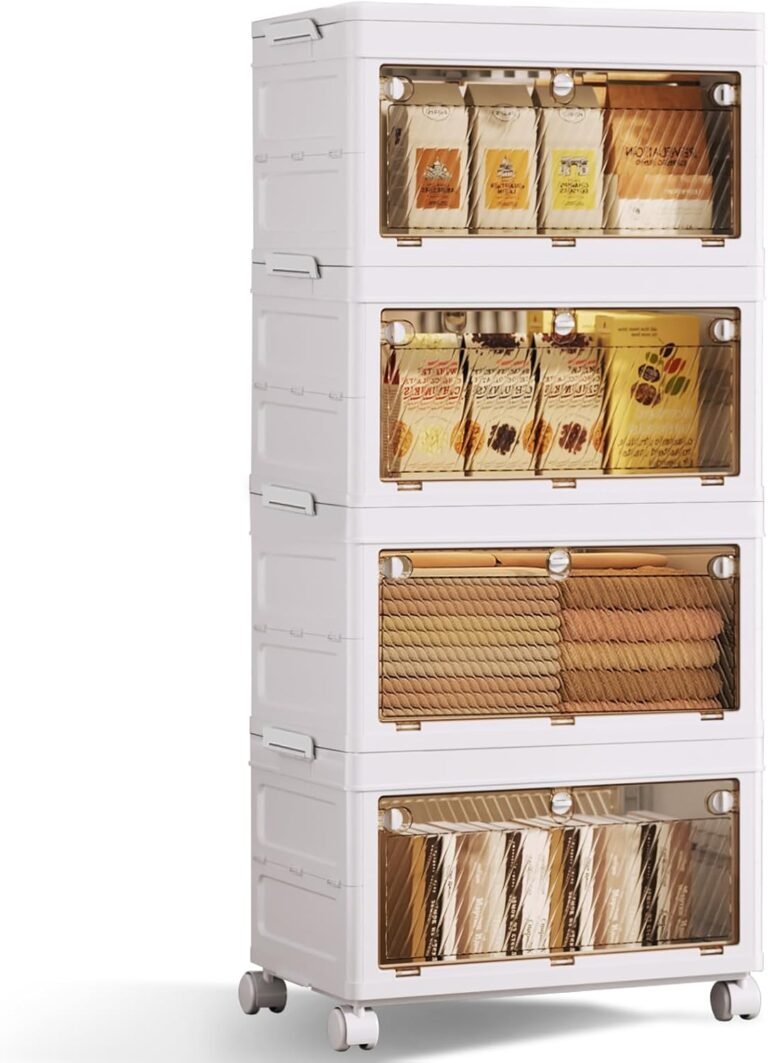 QudraKast 4-Tier Stackable Plastic Storage Bins – 37QT Stackable Storage Bins – Closet Organization and Storage, Suitable for Bedroom, Organization and Storage Boxes for Study, Toy Room, Office