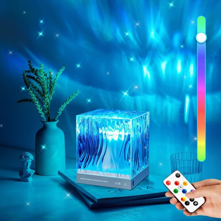 One Fire Northern Lights Projector,18 Colors Aurora Light Projector for Bedroom,10-Way Dimmable Mood Lighting for Bedroom Lights,Remote+Timer Water Ripple Lamp Ambient Lighting Teen Room Decor