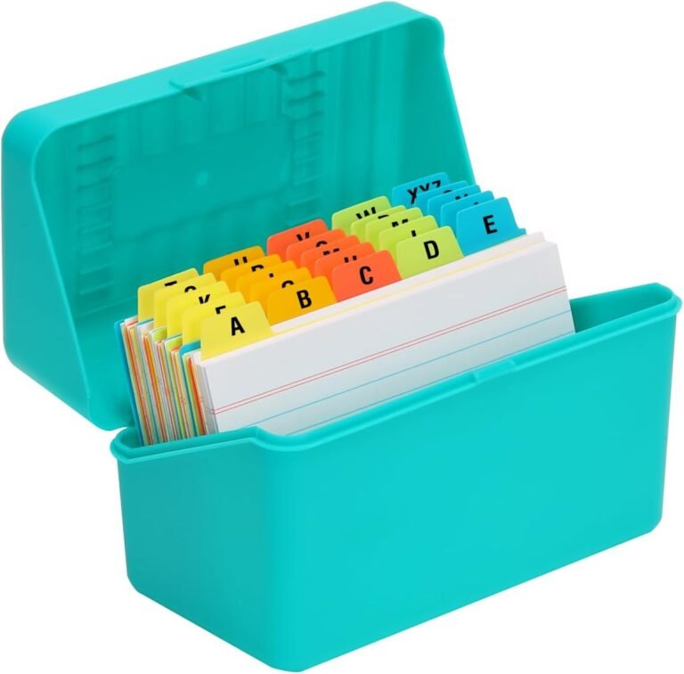 H4D 3×5 Index Card Holder with 100 Heavyweight Ruled Index Cards and 25 Plastic Dividers, Teal